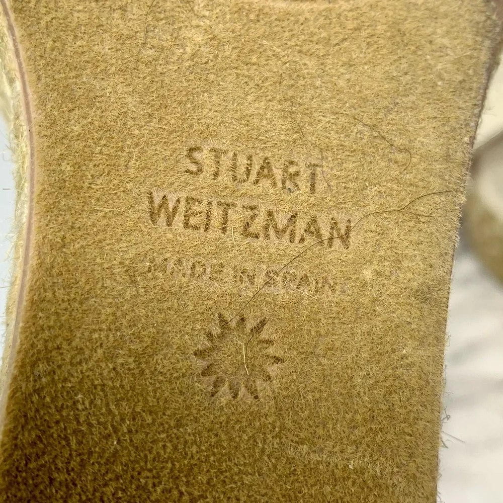 Stuart Weitzman Floria Cream Canvas Espadrille Wedges 8.5 Coastal Resortwear - Picture 13 of 16